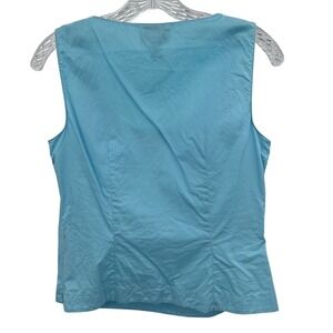Talbots Women Sz 6 Sleeveless Blue Top Side Zip Cropped Lightweight Summer Time